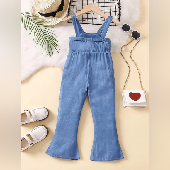 Toddler Kids Girl Leopard Bow Bell-Bottom Jumpsuit Romper Overalls Pants Outfit - Picture 2 of 5